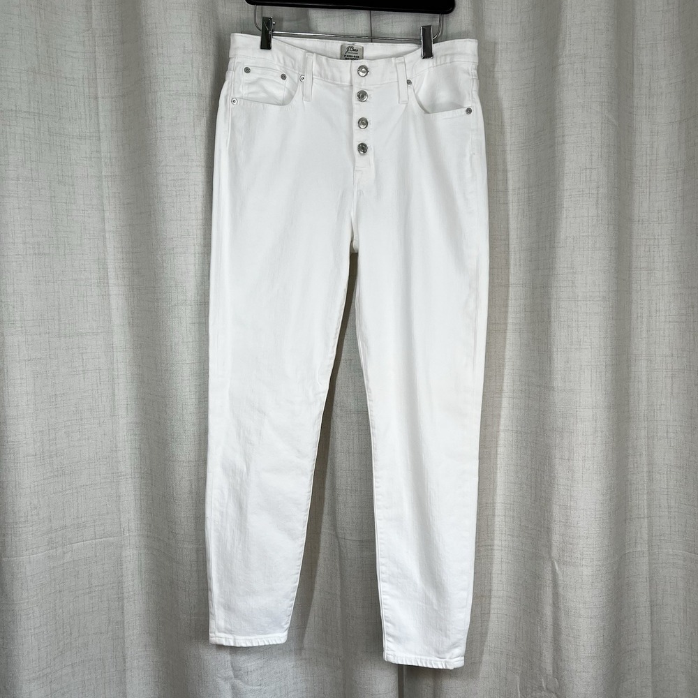 NEW! J. Crew 9" High Rise Toothpick Jeans White Women's Size 32 Tall‎ Skinny